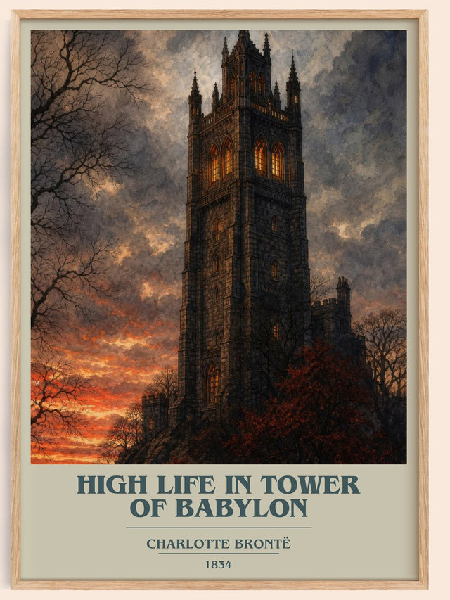 High Life In Tower Of Babylon Book Cover Poster by Charlotte Brontë