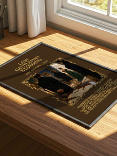 Last Gentleman Standing Minimalist Book Poster by Jane Ashford – print on a sunlit desk
