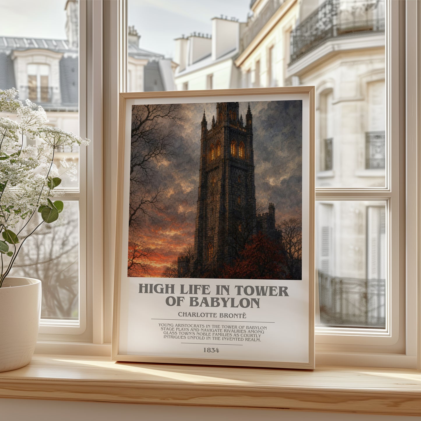 High Life In Tower Of Babylon bookish poster colour and style options – Charlotte Brontë book art