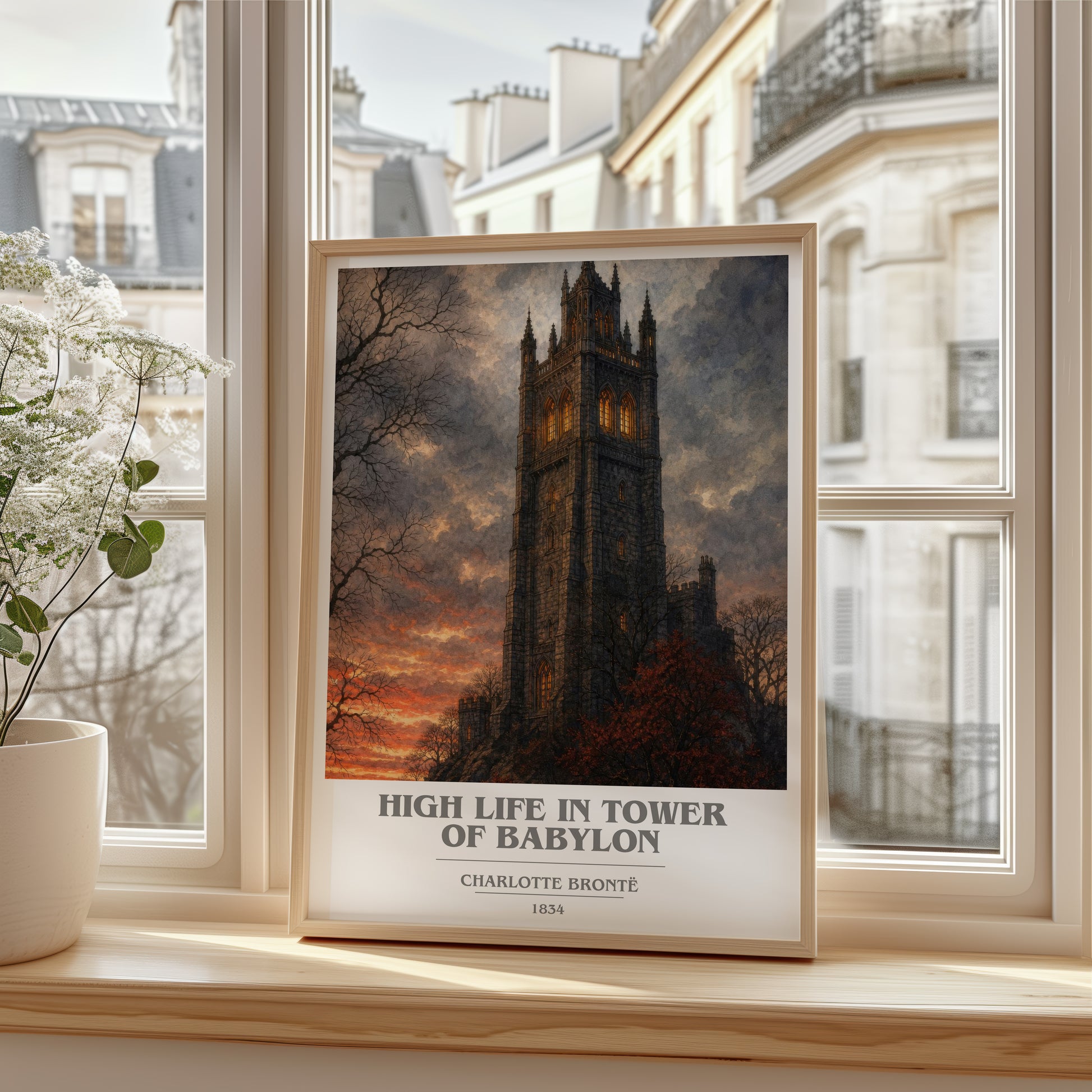 High Life In Tower Of Babylon book cover poster colour and style options – Charlotte Brontë book art