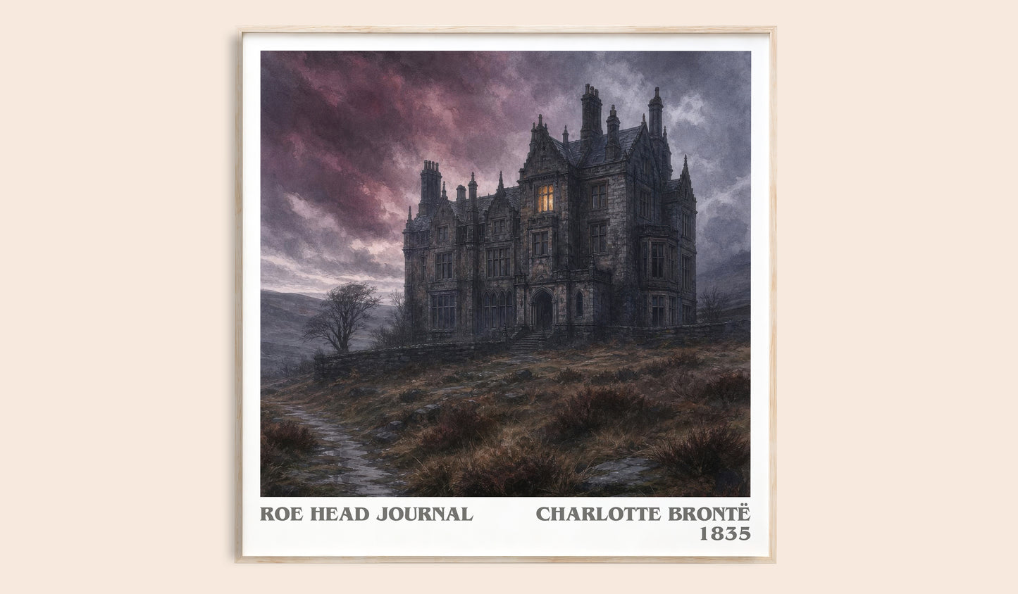 Roe Head Journal literary book poster by Charlotte Brontë – framed literary art print