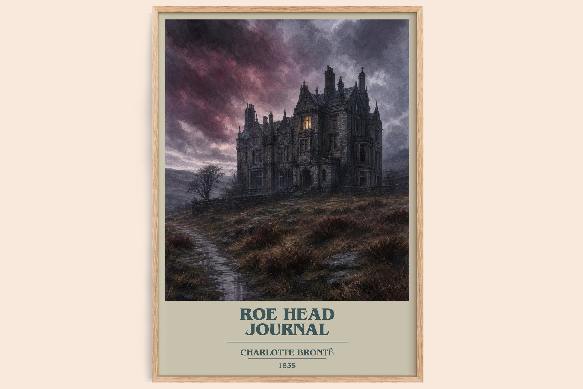 Roe Head Journal book cover book poster by Charlotte Brontë – framed literary art print