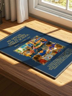My Special Day at Third Street School Minimalist Book Poster by Bloom, Suzanne – print on a sunlit desk