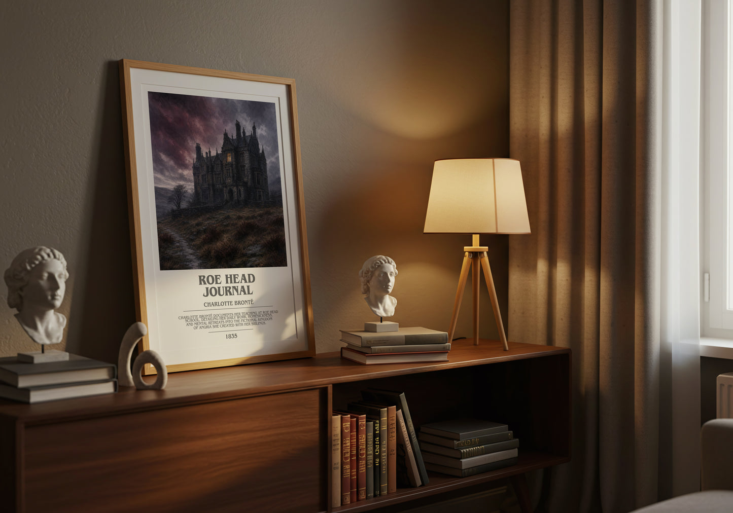 Roe Head Journal bookish book poster framed on wall – memoir wall art