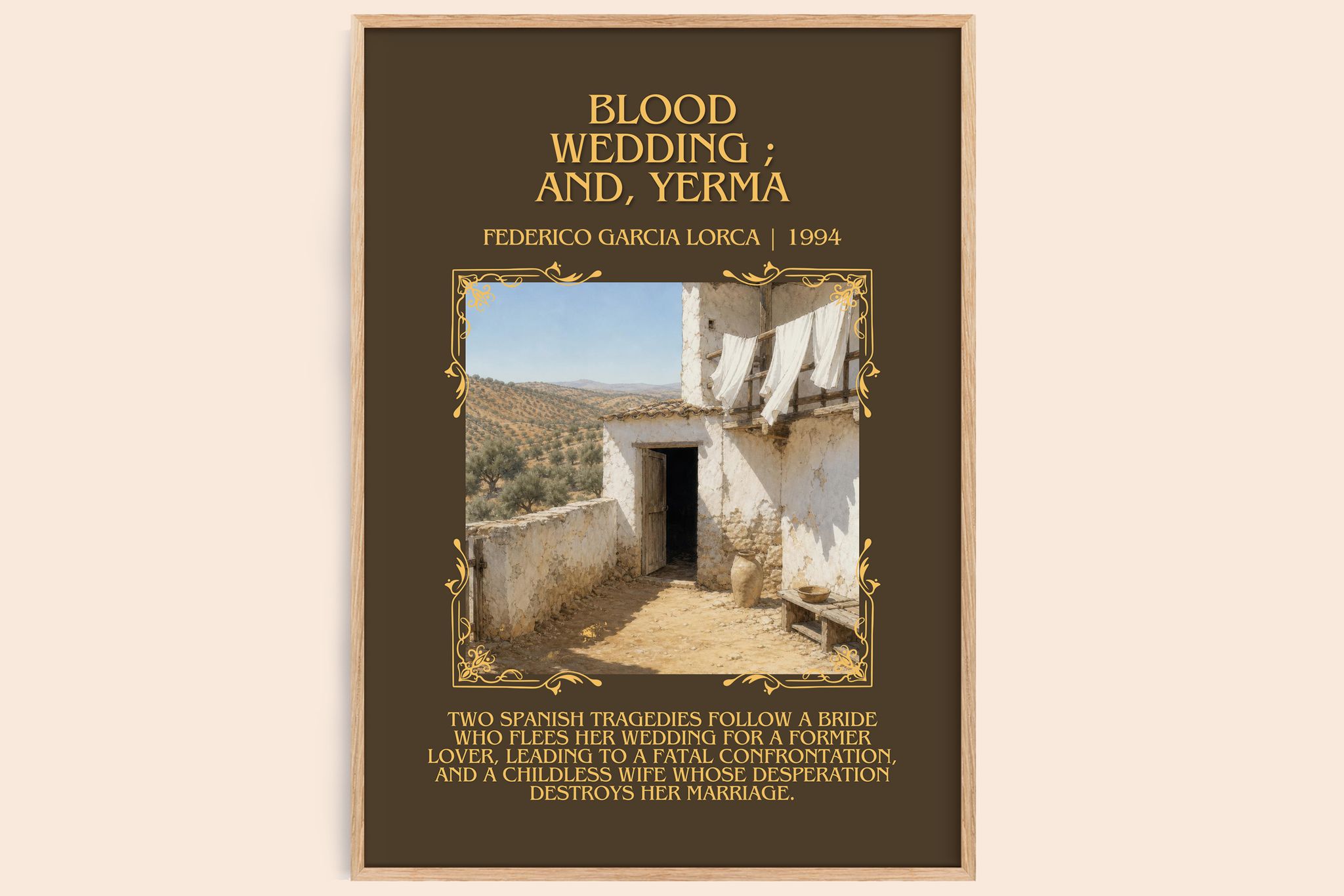 Blood wedding ; and, Yerma Minimalist Book Poster by F. Lorca