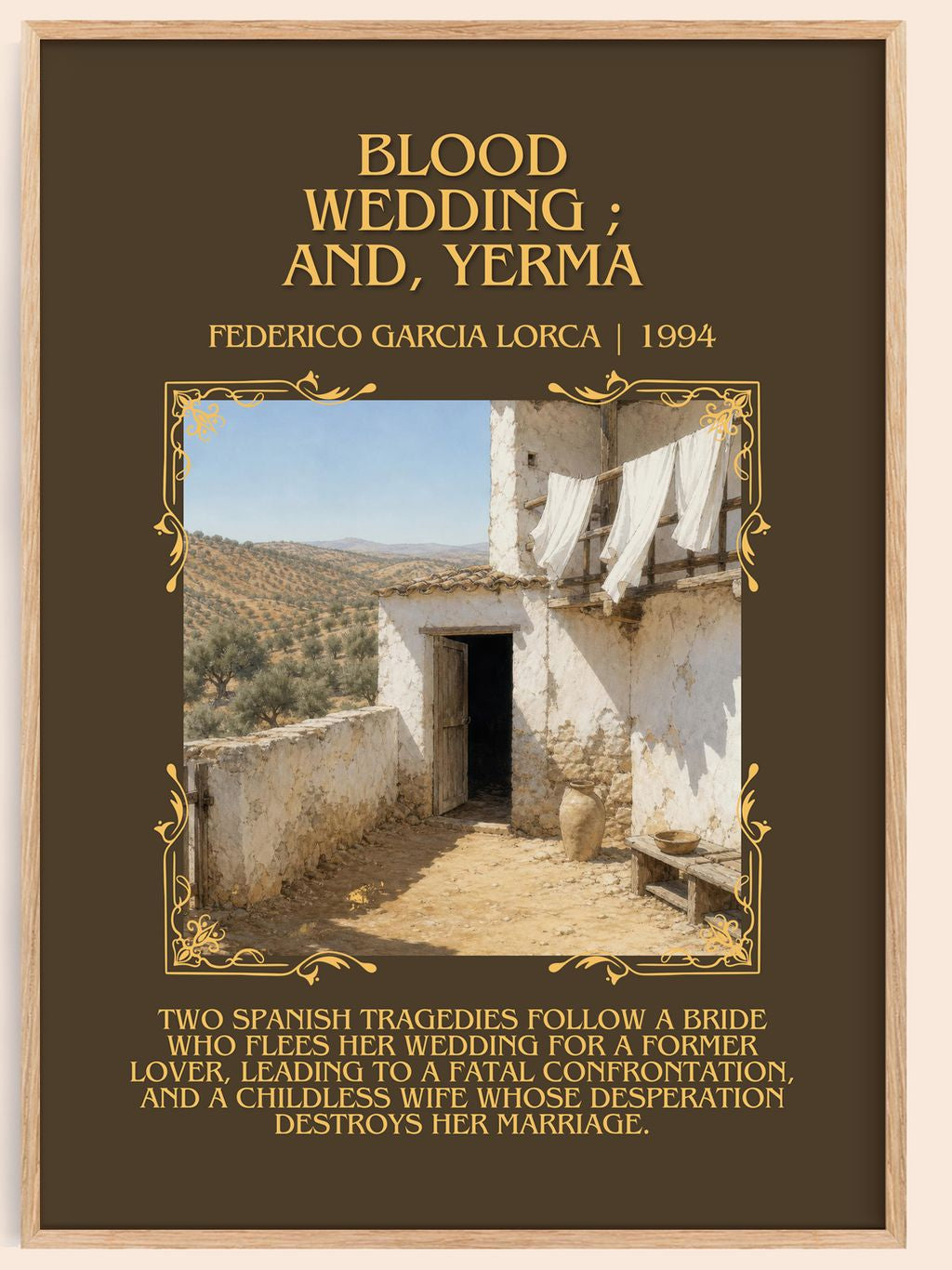 Blood wedding ; and, Yerma Minimalist Book Poster by F. Lorca – book poster