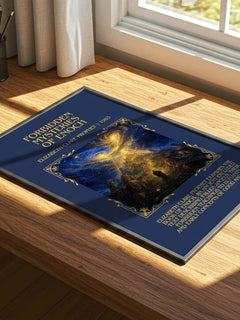 Forbidden mysteries of Enoch Minimalist Book Poster by E. Prophet – print on a sunlit desk