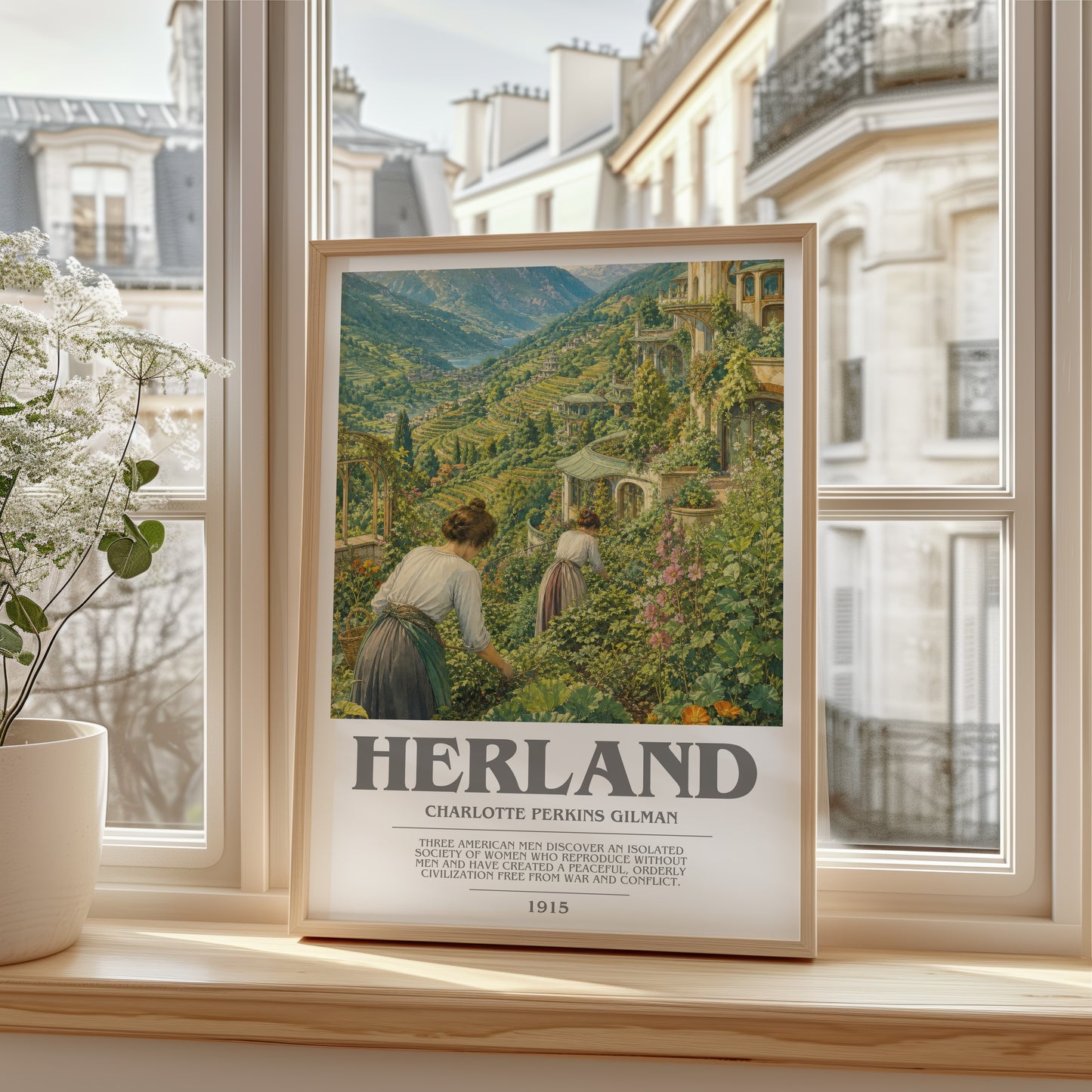 Herland bookish poster colour and style options – Charlotte Perkins Gilman book art