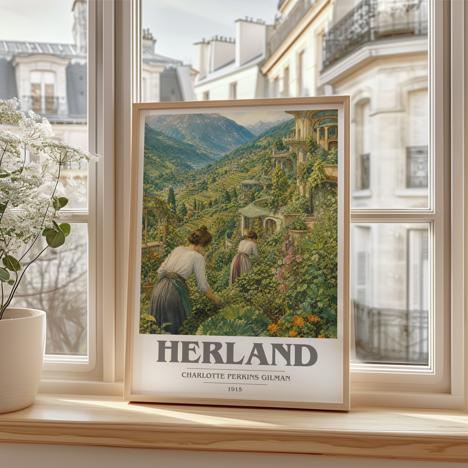 Herland book cover poster colour and style options – Charlotte Perkins Gilman book art