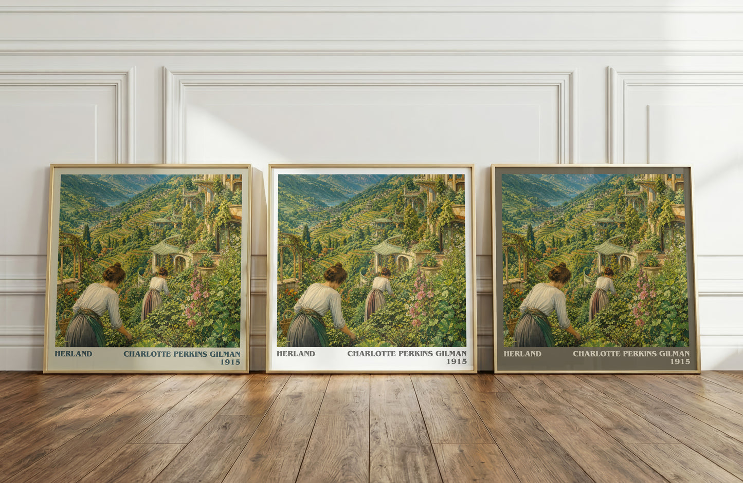 Herland literary art print colour and style options – Charlotte Perkins Gilman book art