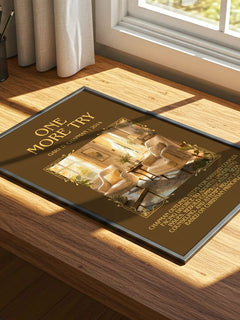 One more try Minimalist Book Poster by Gary D. Chapman – print on a sunlit desk