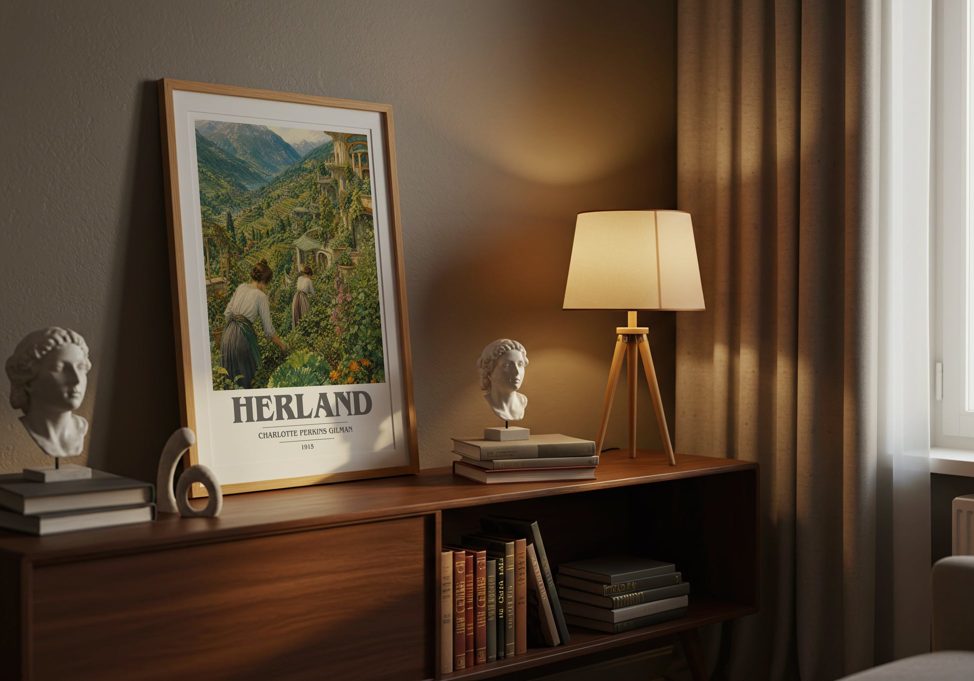 Herland book cover book poster framed on wall – classic literature wall art