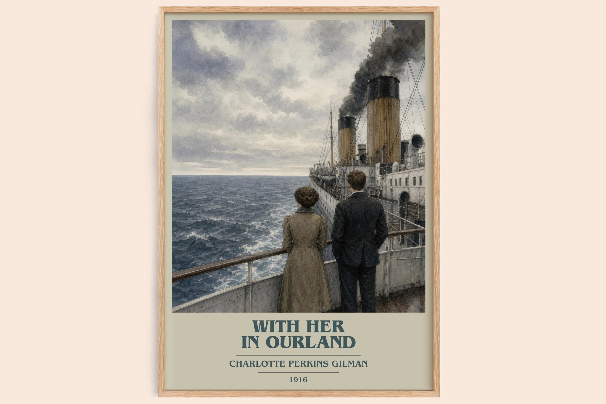 With Her In Ourland Book Cover Poster by Charlotte Perkins Gilman