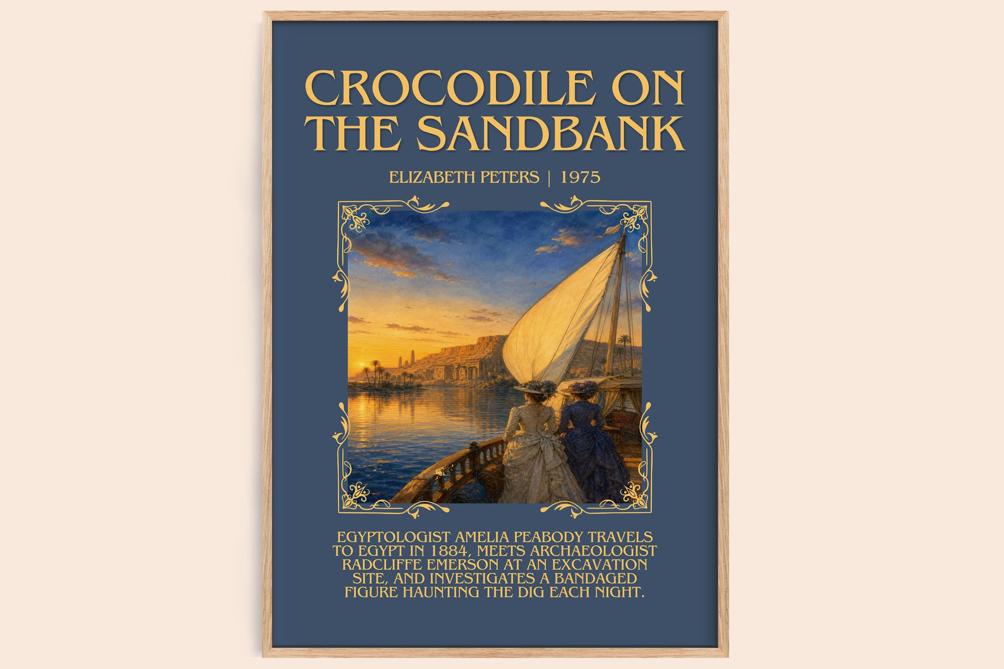 Crocodile on the sandbank Minimalist Book Poster by Elizabeth Peters