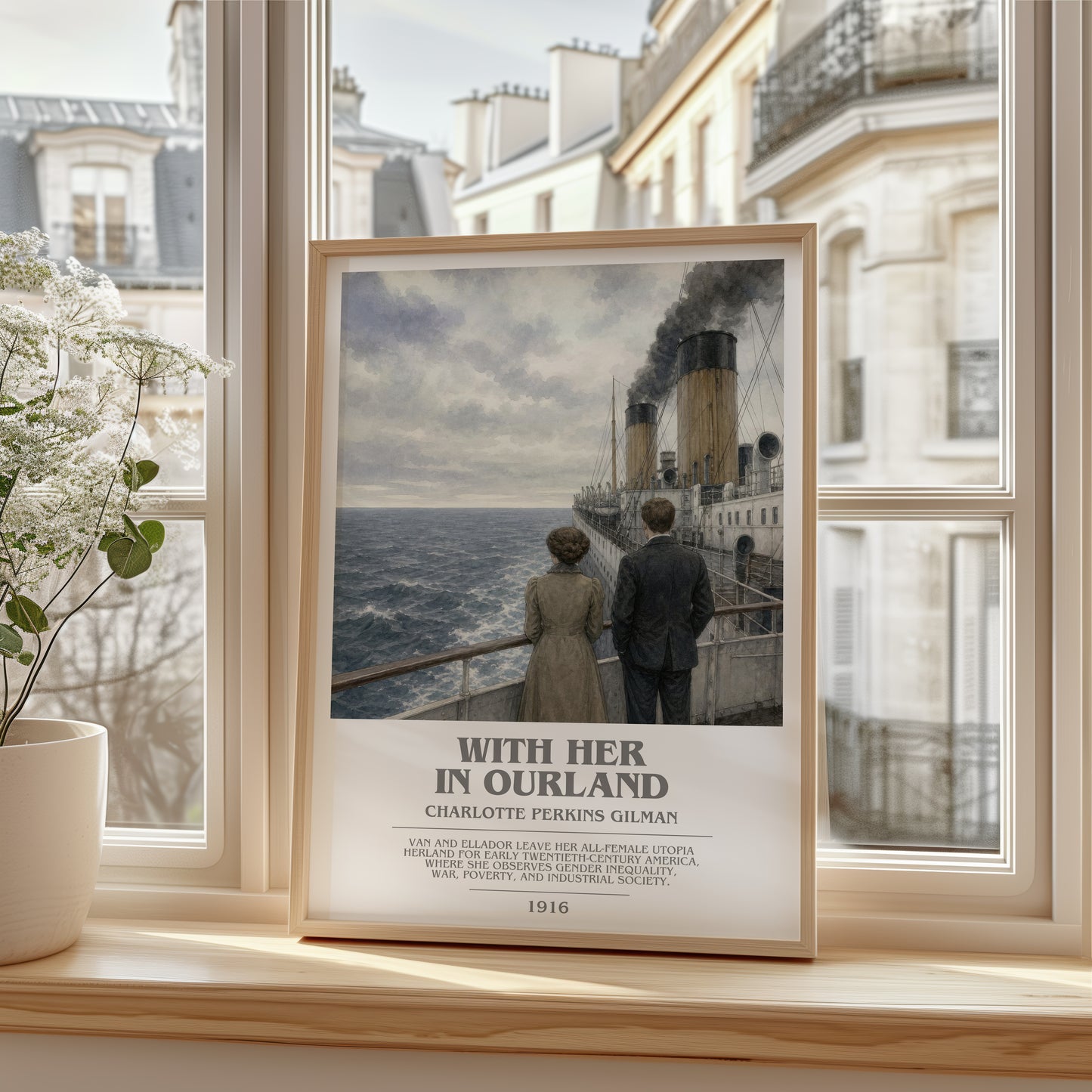 With Her In Ourland bookish poster colour and style options – Charlotte Perkins Gilman book art
