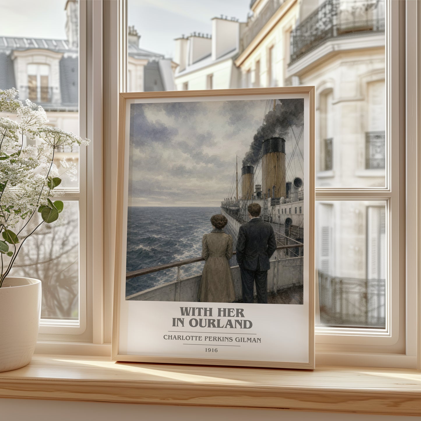 With Her In Ourland book cover poster colour and style options – Charlotte Perkins Gilman book art