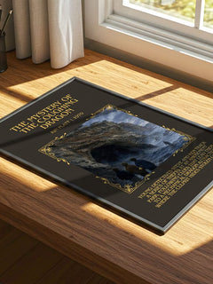 The Mystery of the Coughing Dragon Minimalist Book Poster by Kin Platt – print on a sunlit desk
