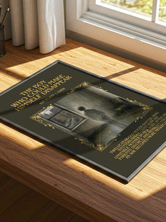 The boy who could make himself disappear Minimalist Book Poster by Kin Platt – print on a sunlit desk