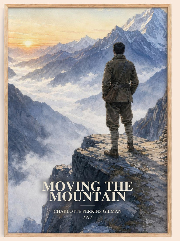 Moving The Mountain watercolour book poster by Charlotte Perkins Gilman – framed literary art print