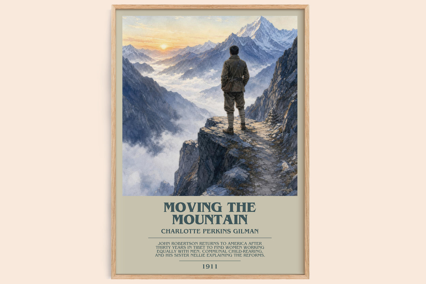 Moving The Mountain bookish book poster by Charlotte Perkins Gilman – framed literary art print