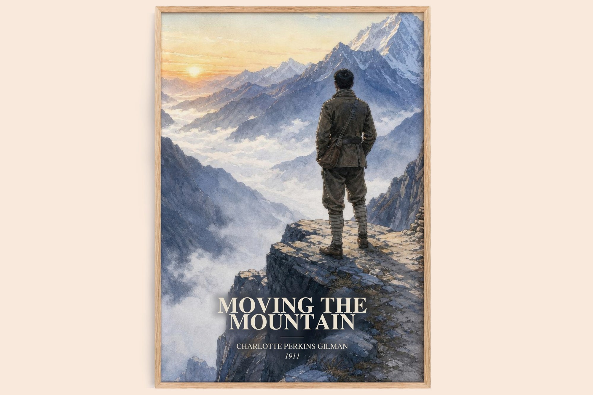 Moving The Mountain watercolour book poster by Charlotte Perkins Gilman – framed literary art print