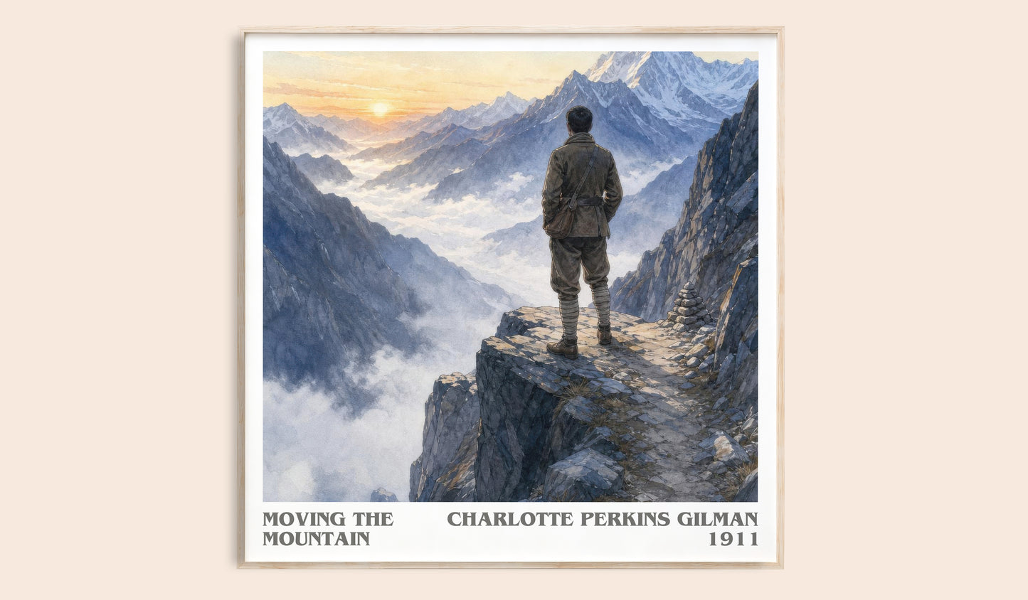 Moving The Mountain literary book poster by Charlotte Perkins Gilman – framed literary art print