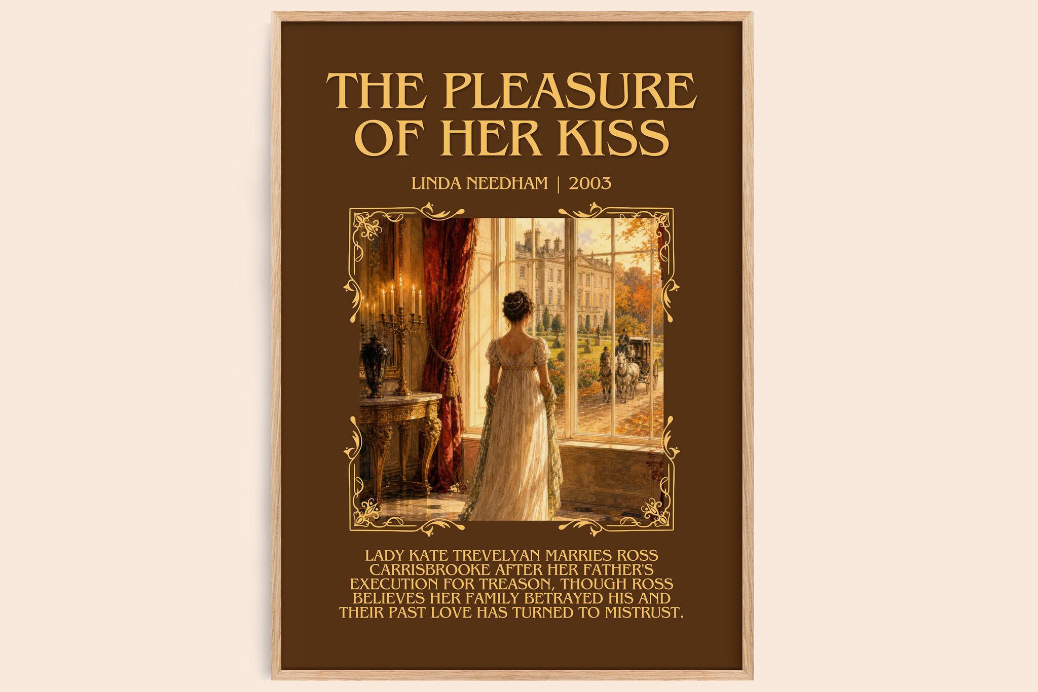 The Pleasure of Her Kiss Minimalist Book Poster by Linda Needham