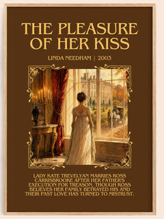 The Pleasure of Her Kiss Minimalist Book Poster by Linda Needham – book poster