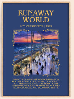 Runaway world Minimalist Book Poster by Anthony Giddens – book poster