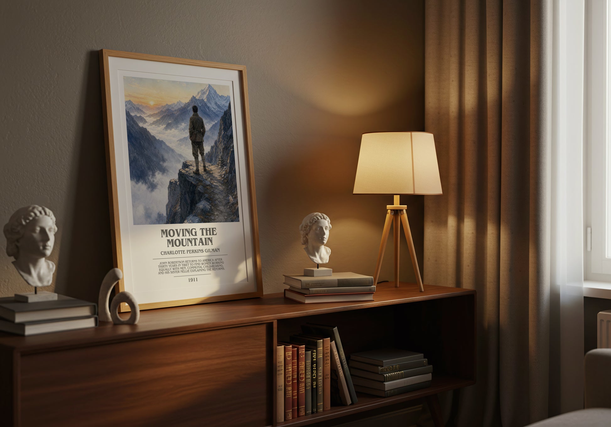 Moving The Mountain bookish book poster framed on wall – sci fi wall art