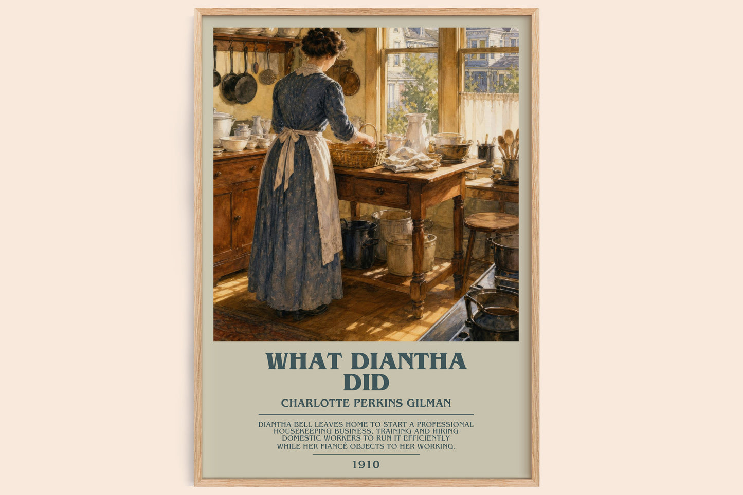 What Diantha Did bookish book poster by Charlotte Perkins Gilman – framed literary art print
