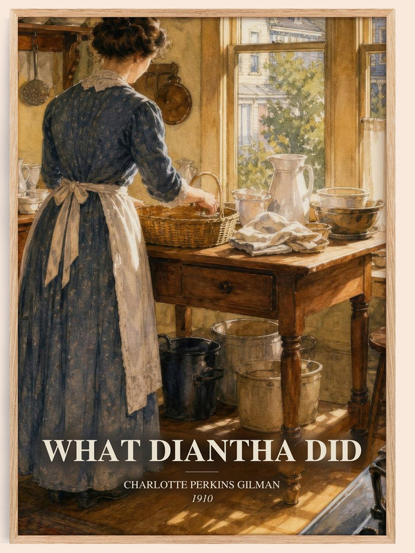 What Diantha Did watercolour book poster by Charlotte Perkins Gilman – framed literary art print