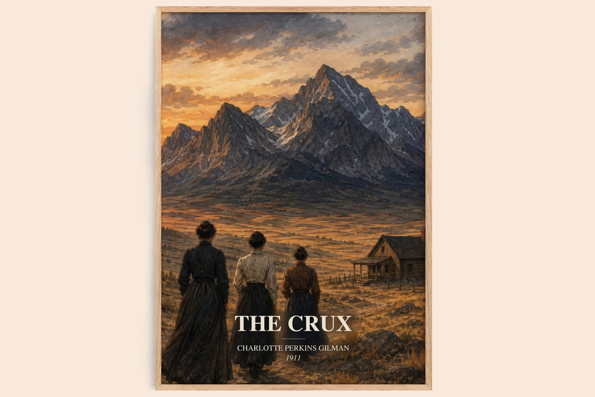 The Crux watercolour book poster by Charlotte Perkins Gilman – framed literary art print