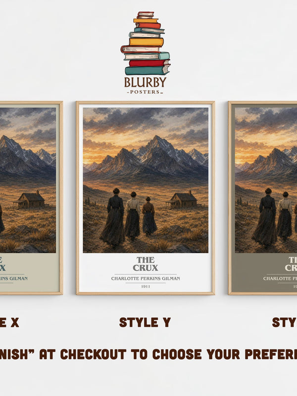 The Crux book cover print in frame leaning in hallway – literary fiction wall art