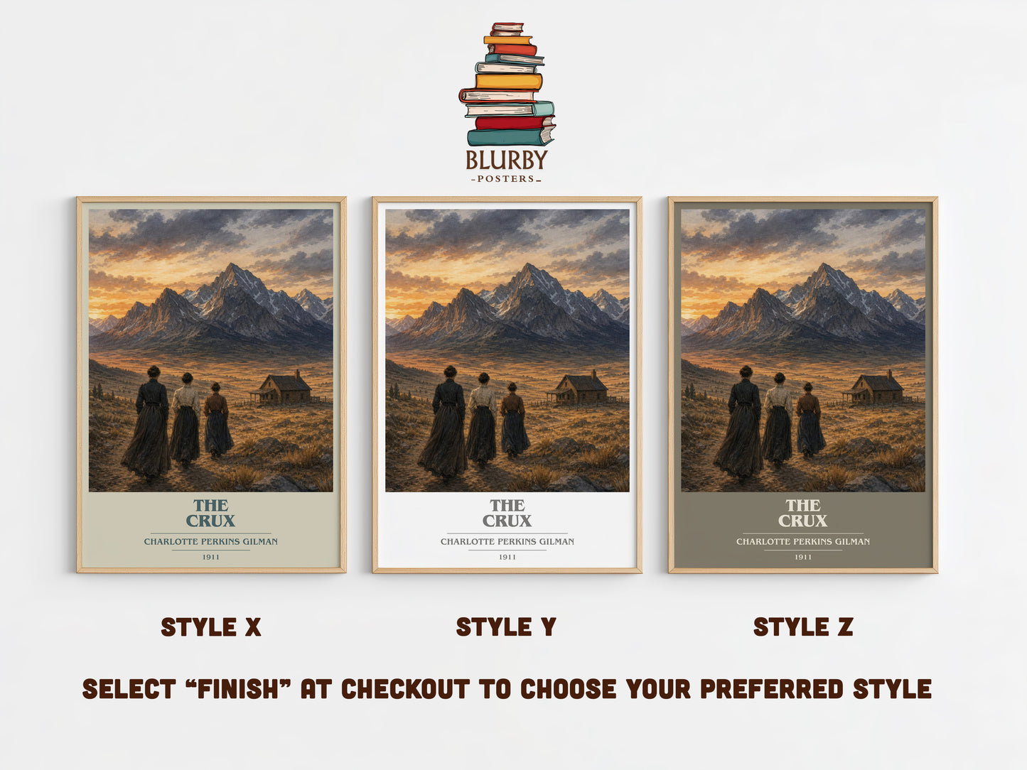 The Crux book cover print in frame leaning in hallway – literary fiction wall art