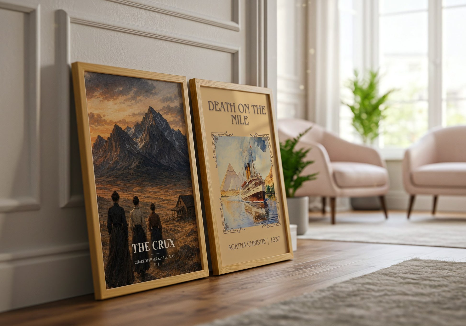 The Crux watercolour print framed by window – literary home decor