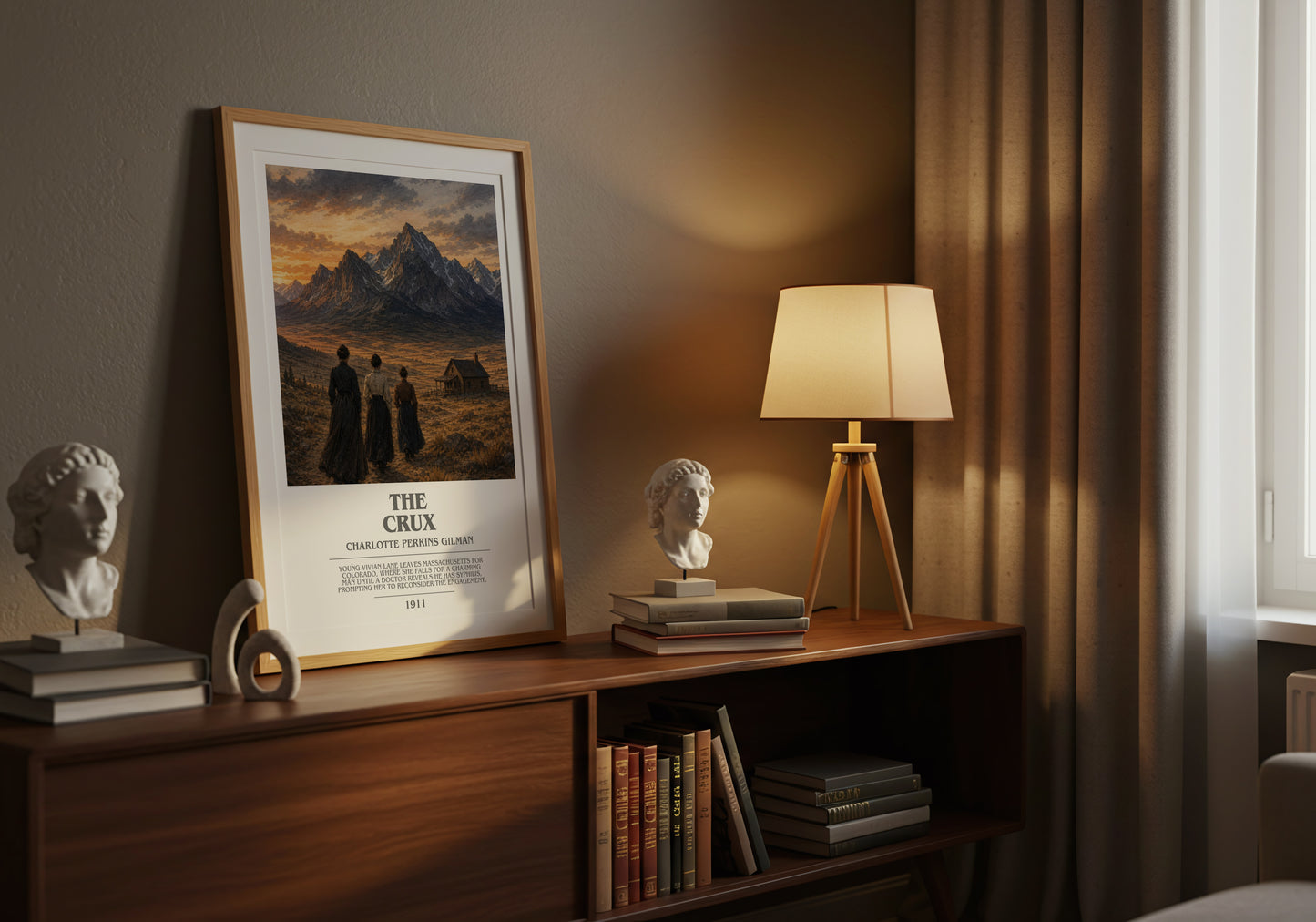 The Crux bookish book poster framed on wall – literary fiction wall art