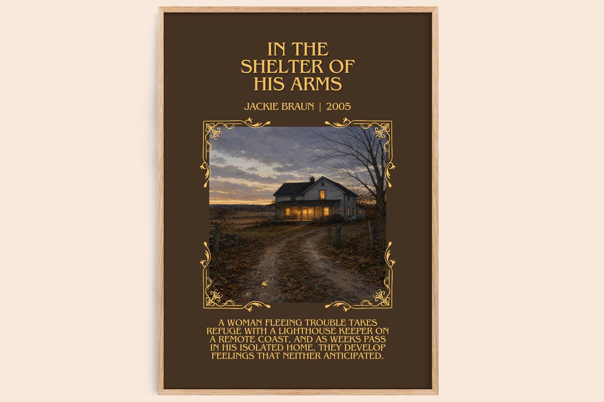 In The Shelter Of His Arms Minimalist Book Poster by Jackie Braun