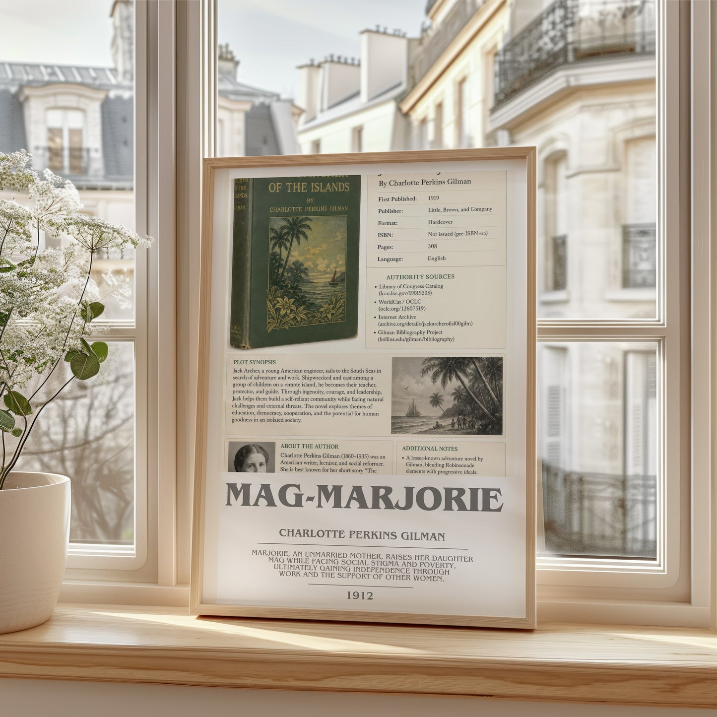 Mag-Marjorie bookish poster colour and style options – Charlotte Perkins Gilman book art