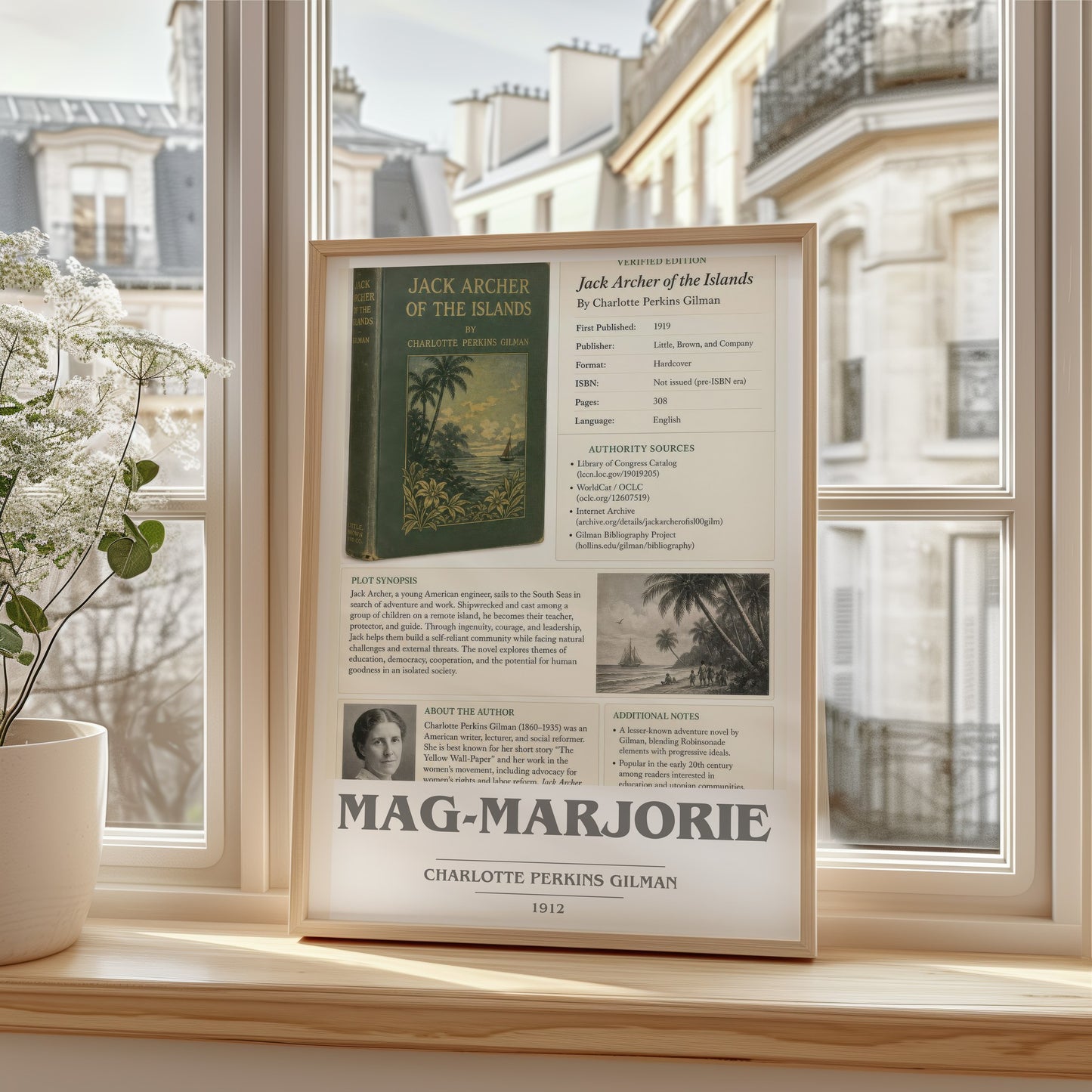 Mag-Marjorie book cover poster colour and style options – Charlotte Perkins Gilman book art