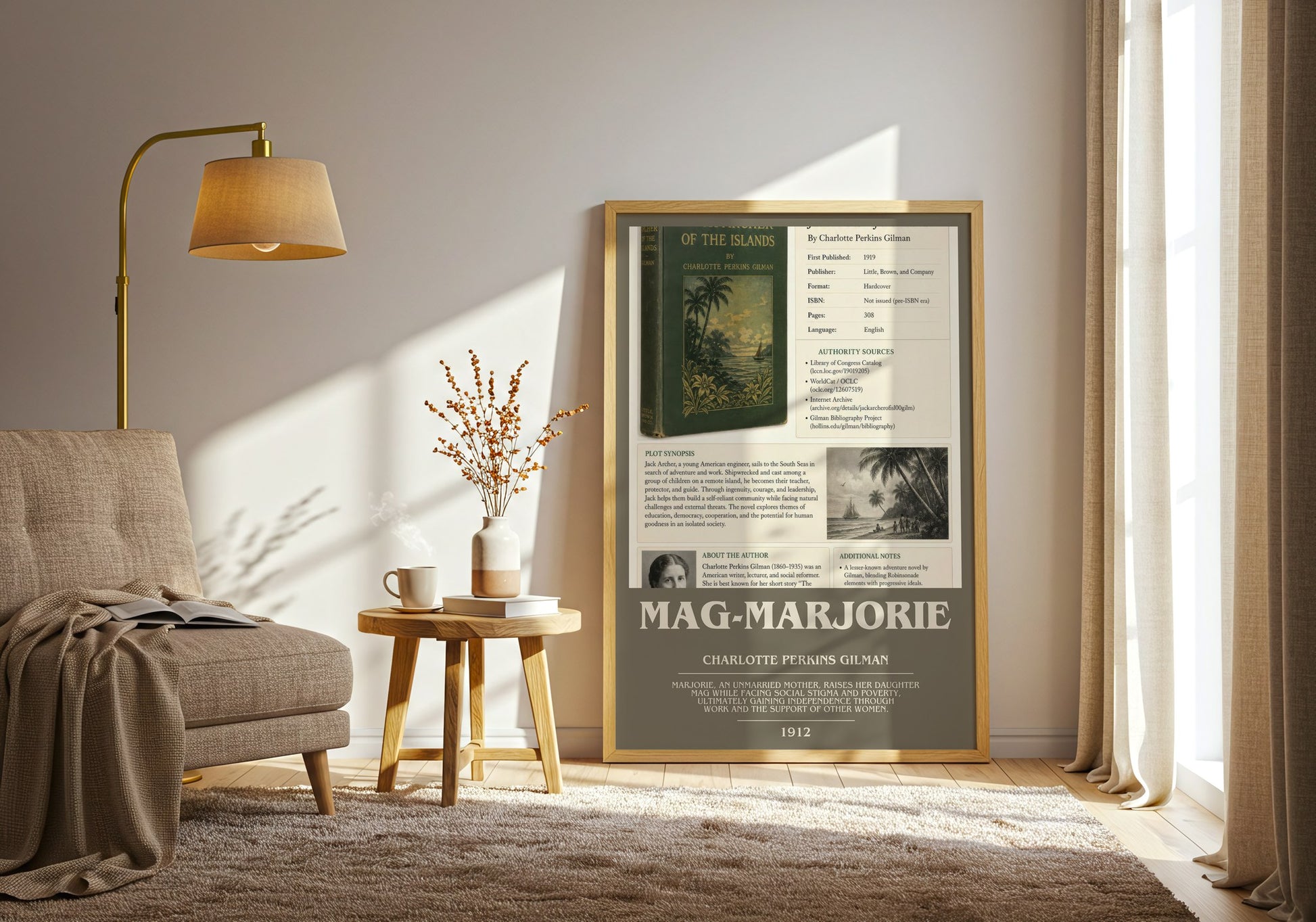 Mag-Marjorie bookish print on bookshelf – Charlotte Perkins Gilman fan gift