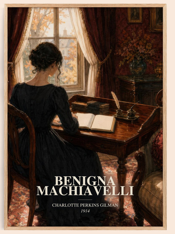 Benigna Machiavelli watercolour book poster by Charlotte Perkins Gilman – framed literary art print