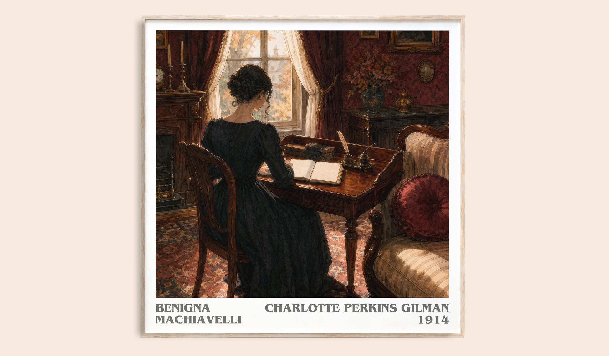 Benigna Machiavelli literary book poster by Charlotte Perkins Gilman – framed literary art print