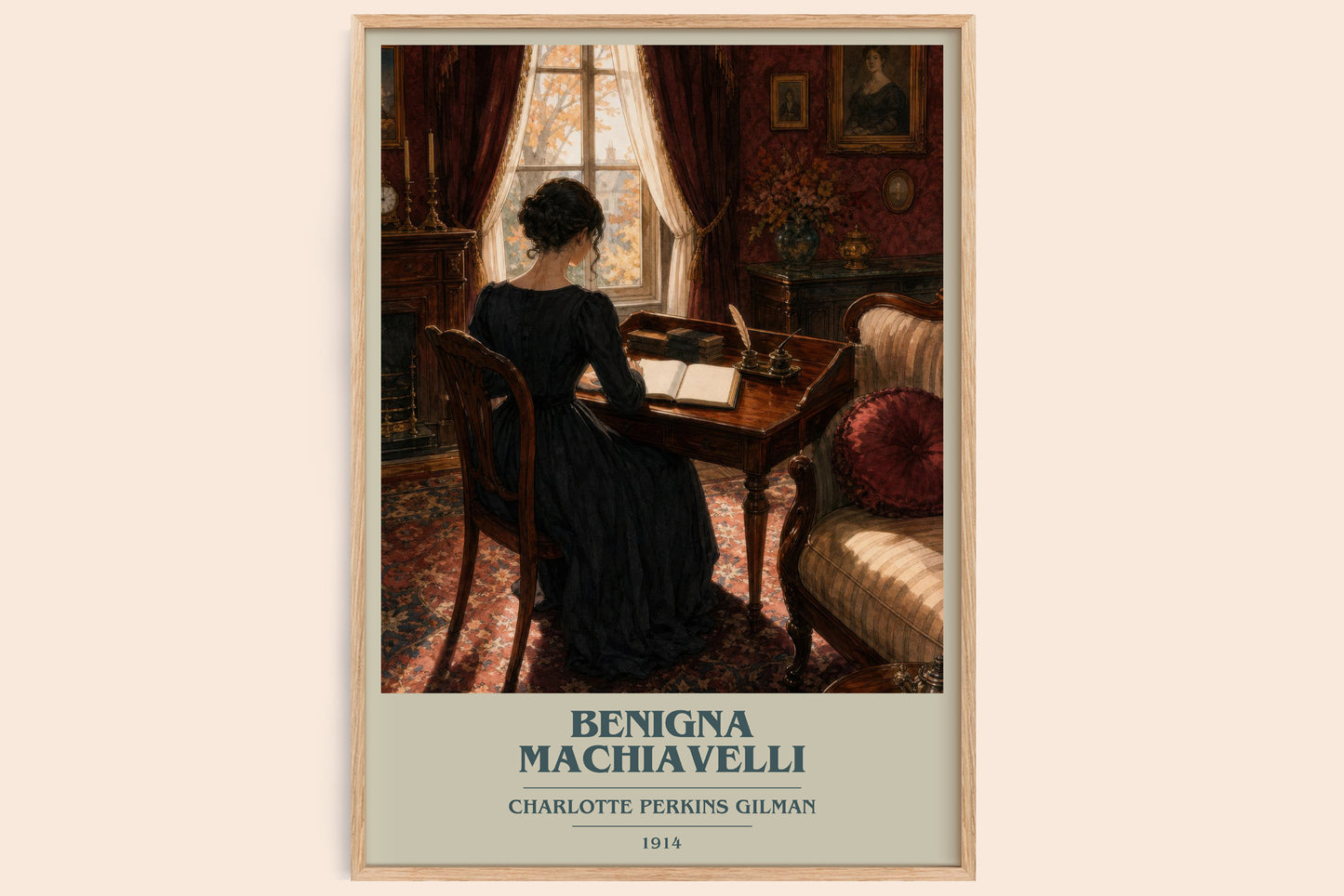 Benigna Machiavelli book cover book poster by Charlotte Perkins Gilman – framed literary art print