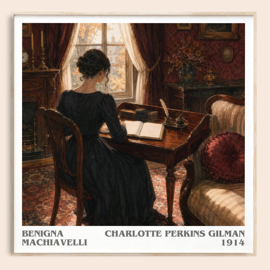 Benigna Machiavelli literary book poster by Charlotte Perkins Gilman – framed literary art print