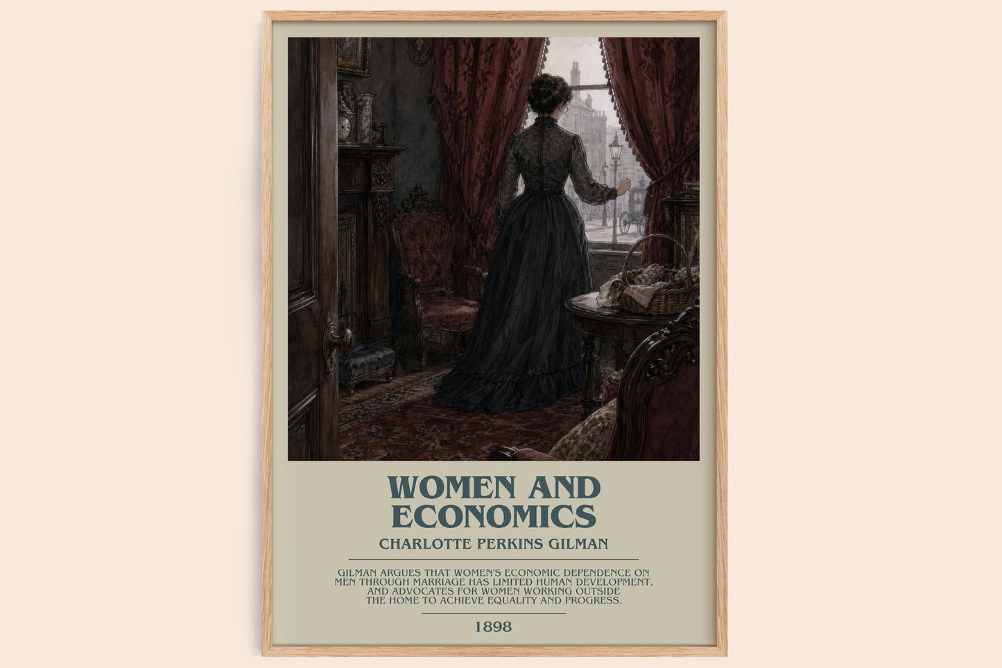 Women And Economics bookish book poster by Charlotte Perkins Gilman – framed literary art print