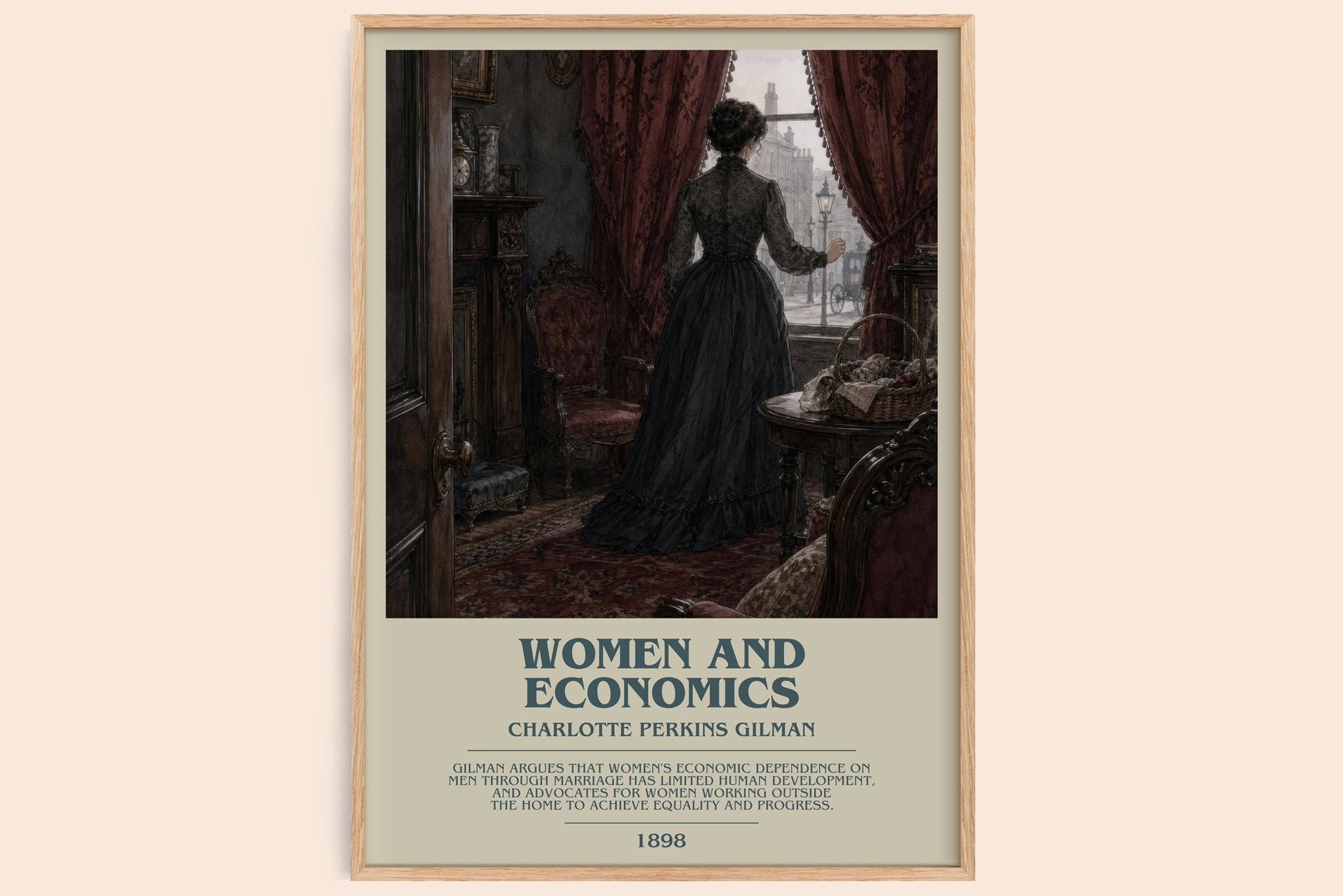 Women And Economics bookish book poster by Charlotte Perkins Gilman – framed literary art print