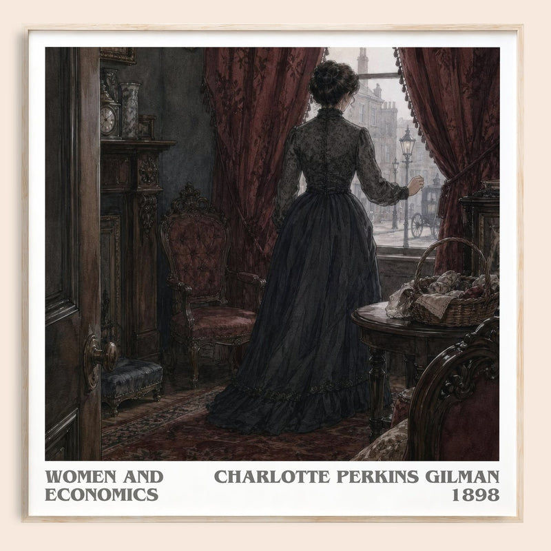 Women And Economics literary book poster by Charlotte Perkins Gilman – framed literary art print