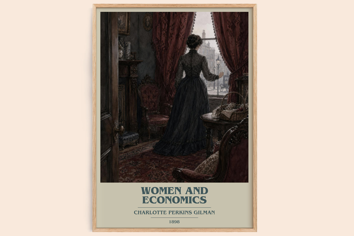 Women And Economics book cover book poster by Charlotte Perkins Gilman – framed literary art print