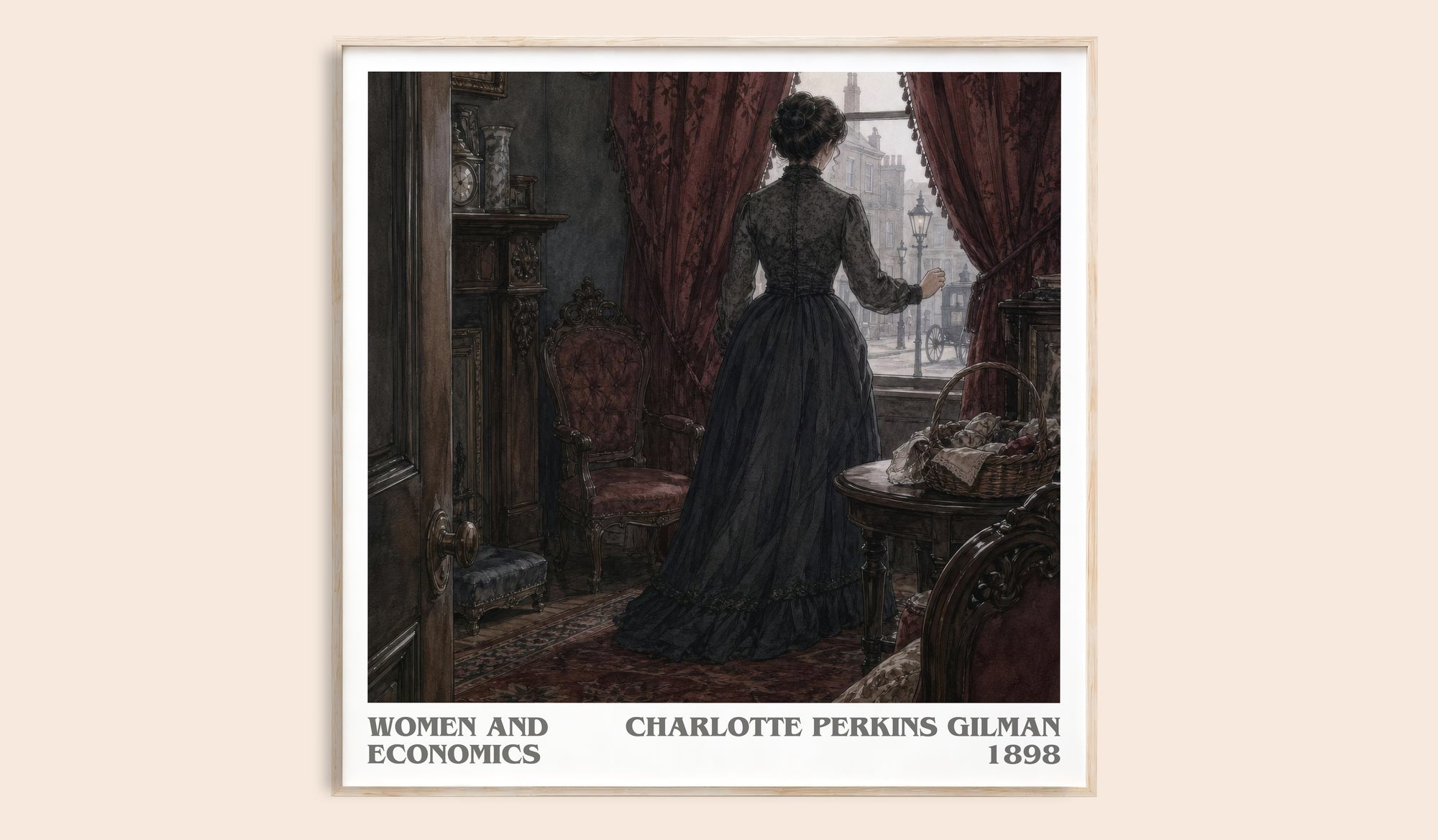 Women And Economics literary book poster by Charlotte Perkins Gilman – framed literary art print